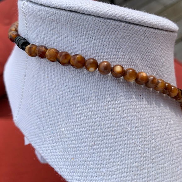 Handcrafted tiger’s eye necklace - Amber shell beads - new - Picture 12 of 13